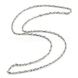 Colliers avec chaîne de corde en 304 acier inoxydable, couleur inoxydable, 29.33x0.16 pouce (74.5x0.4 cm)