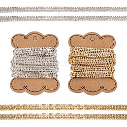 Craftdady 4 Yards 2 Colors Rhinestone Cup Chains, Brass Strass Chains, with Card Paper, Mixed Color, 9x3.5mm, 2 Yards/color