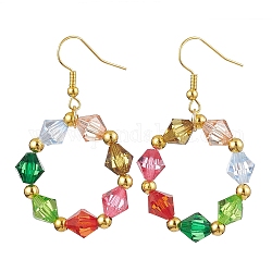 Orecchini pendenti ad anello con perline acriliche colorate, orecchini pendenti lunghi in ferro, oro, 52~54x30mm