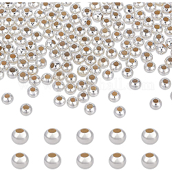 Benecreat 220 stücke 925 sterling silber perlen, Runde, Silber, 2.2x1.7 mm, Bohrung: 0.8 mm
