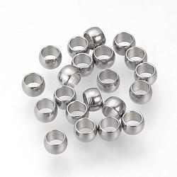 304 acciaio inossidabile perline distanziatore, rondelle, colore acciaio inossidabile, 3x2mm, Foro: 1.8 mm