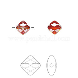 Abalorios de cristal austriaco, 5054, pasiones de cristal, Mini rombo facetado, 001 redm_crystak magma rojo, 8x8mm, agujero: 1 mm