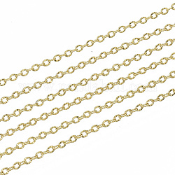 Placage sous vide 304 chaînes en acier inoxydable, chaînes câblées, chaînes de liens, texturé, avec bobine, or, 1.6x1.2x0.2mm, environ 82.02 pied (25 m)/rouleau