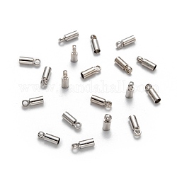 Brass Cord Ends, End Caps, Nickel Free, Platinum, 8x2.8mm, Hole: 1.5mm, 2mm inner diameter