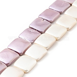 Perles de perles de coquille galvanoplastie, polie, rectangle, couleur mixte, 11~14x12~13x3~3.5mm, Trou: 0.8mm, Environ 33 pcs/chapelet, 15.75 pouce (40 cm)