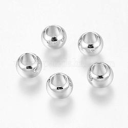 Environment Brass European Beads, Lager Hole Beads, Long-Lasting Plated, Rondelle, Platinum, 8x5.5mm, Hole: 4.5mm