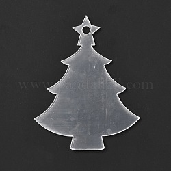 Christmas Tree Acrylic Transparent Pendant Decorations, for Paint DIY Ornament Projects and Crafts, White, 75.5x59x2mm, Hole: 4mm, 10pcs/set