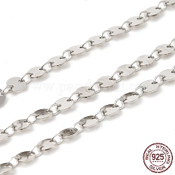 Rhodium Plated 925 Sterling Silver Heart Link Chains, Soldered, Platinum, 3x4x0.5mm