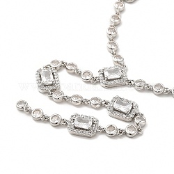 Ожерелье из прозрачного кубического циркония с прямоугольным лариатом, стеллаж для латунных украшений для женщин, без кадмия и без свинца, платина, 16.93 дюйм (43 см)
