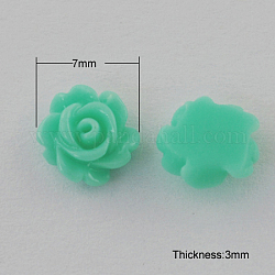 Resin Cabochons, Flower, Aquamarine, 7x3mm