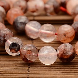 Natürliche Hämatoid Quarz runde Perlen Stränge, eisenhaltiger Quarz, 10 mm, Bohrung: 1 mm, ca. 36 Stk. / Strang, 14.7 Zoll
