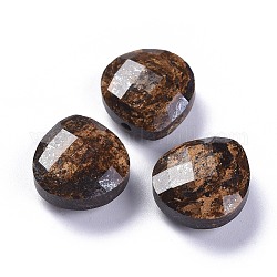 Breloques en bronzite naturelle, facette, larme, 14x13x6mm, Trou: 0.8mm