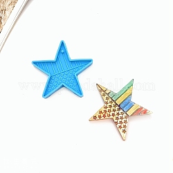 Stampi in silicone ciondolo stella con bandiera usa, stampi per colata di resina, per la fabbricazione di gioielli in resina UV e resina epossidica, cielo blu, 71x73x6.5mm, Foro: 2.4 mm, diametro interno: 52.5x70.5mm