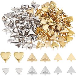 WADORN 120pcs Metal Studs Rivets, 6 Styles Spikes Spots Studs Triangle Pyramid Studs Heart Shape Decorative Leather Rivet Nailhead Rivets for Leather Craft Clothes Belt Bag Shoes Jewelry Decorations