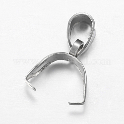 201 Stainless Steel Ice Pick Pinch Bails, Stainless Steel Color, 11.5x11x4mm, Hole: 3.5x6mm, Inner: 7x10mm, Pin: 0.3x0.6mm