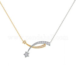 925 ожерелье из стерлингового серебра, со стразами, кометы пересекаются, золотой и серебряный, кристалл, 19.7 дюйм (50 см)