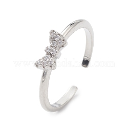 Открытое кольцо-манжета с бабочкой из прозрачного кубического циркония, украшения из латуни для женщин, платина, внутренний диаметр: 18 мм