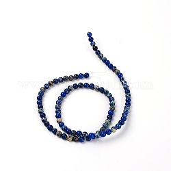 Brins de perles de jaspe impérial naturel, teinte, ronde, bleu foncé, 391x4mm, Trou: 1mm, Environ 90 pcs/chapelet