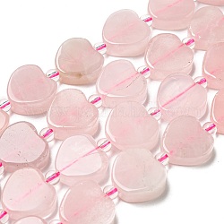 Chapelets de perles en quartz rose naturel, avec des perles de rocaille, cœur, 15.5~16x16x5.5~6.5mm, Trou: 1.2mm, Environ 20 pcs/chapelet, 15.04 pouce (38.2 cm)