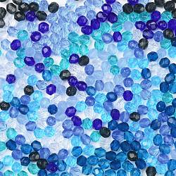 Fire-Polished Czech Glass Beads, Faceted, Ananas, Blue, 6x5.5~6mm, Hole: 1.2mm, about 360pcs/bag