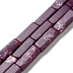 Hebras de cuentas teñidas de jaspe imperial sintético., Rectángulo, púrpura, 13~13.5x4~4.5x4~4.5mm, agujero: 1.4 mm, aproximamente 28~29 pcs / cadena, 14.49''~14.96'' (36.8~38 cm)