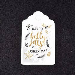 Geschenkanhänger aus Papier, Tags ändern, für Kunst und Handwerk, für Weihnachten, mit Wort holly & jolly, weiß, 50x30x0.3 mm, Bohrung: 5 mm