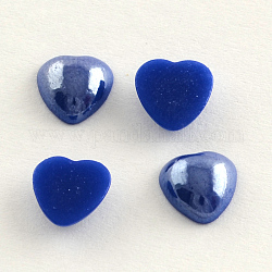 Pearlized Plated Opaque Glass Cabochons, Heart, Blue, 6x6x2.5mm