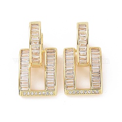 Прямоугольные серьги-кольца с прозрачным кубическим цирконием, украшения из латуни для женщин, золотые, 28 мм, штифты : 1.1 мм
