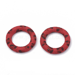 Anelli di collegamento rivestiti in tessuto, con bottone alluminio, anello, rosso, 27x4mm