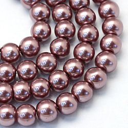 Chapelets de perles rondes en verre peint, selle marron, 4~5mm, Trou: 1mm, Environ 210 pcs/chapelet, 31.4 pouce