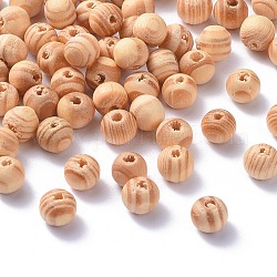 Natural Unfinished Wood Beads, Round Wooden Loose Beads Spacer Beads for Craft Making, Lead Free, Blanched Almond, 8x7mm, Hole: 2.5mm, about 3687pcs/500g