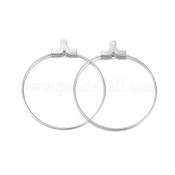 316 Surgical Stainless Steel Hoop Earring Findings, Ring, Stainless Steel Color, 35.5x31~32x0.7mm, 21 Gauge, Hole: 1mm