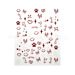 Calcomanías de uñas de arte calcomanías, con autoadhesivo, para decoraciones con puntas de uñas, patrón de cara sonriente, 10x7.9 cm