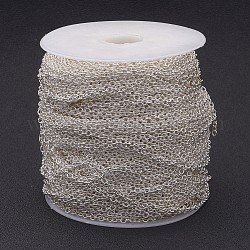 Iron Cable Chains, for DIY Jewelry Making, with Spool, Unwelded, Oval, Silver, 3x2x0.5mm, about 328.08 Feet(100m)/roll