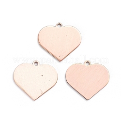 Brass Pendants, Stamping Blank Tag, Long-Lasting Plated, Heart, Brushed Red Copper, 18x20x1mm, Hole: 1.6mm