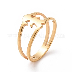 Placcatura ionica (ip) 201 anello a forma di ragazza in acciaio inossidabile, anello largo cavo per le donne, oro, misura degli stati uniti 6 1/2 (16.9mm)