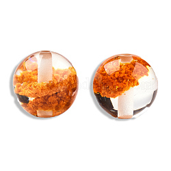 Des perles de résine transparentes, ronde, orange foncé, 12x11.5mm, Trou: 1.6~1.8mm