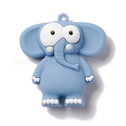 Пвх пластиковые мультфильм большие подвески, слон, светло-стальной синий, 51x46.5x16.5 мм, отверстие : 3 мм