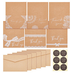 Kraftpapier-Geschenkkarte zum Erntedankfest, mit Umschlag und Dankesaufklebern, Weizen, Karte: 139x105x0.1mm