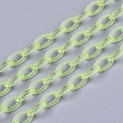 Chaînes de câble en plastique ABS transparent faites à la main, ovale, jaune vert, 19.29 pouces ~ 19.68 pouces (49~50 cm), lien: 13x7.5x1.5 mm