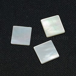 White Shell Cabochons, Square, White, 8x8x1mm