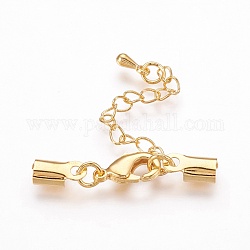 Brass Chain Extender, with Alloy Teardrop Charms, Golden, 32mm