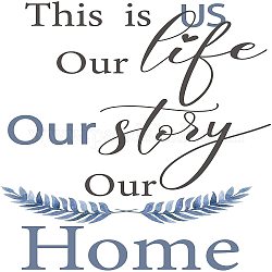 Superdant home pvc wall sticker this is us our home our life our story quotes leaf pattern wall art sticker vinyl wall decal for living room home decor 12