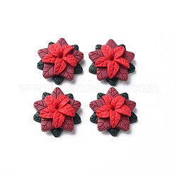Handgemachter Ton-Cabochon, Weihnachten, Blume, rot, 28x8~9 mm