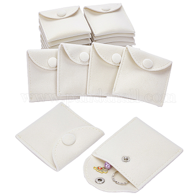 Wholesale NBEADS 24 Pcs Velvet Jewelry Pouches with Snap Button 