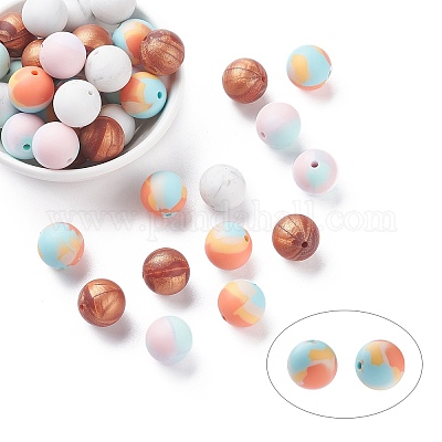PandaHall Elite 45Pcs 3 Colors Food Grade Eco-Friendly Silicone Beads,  Chewing Beads For Teethers, DIY Nursing Necklaces Making, Round, Mixed  Color