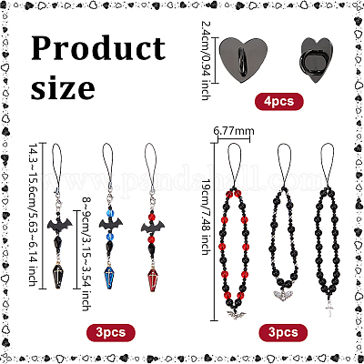 Ремешки для мобильных телефонов из сплава и стекла&nbsp;HJEW-OC00078-1