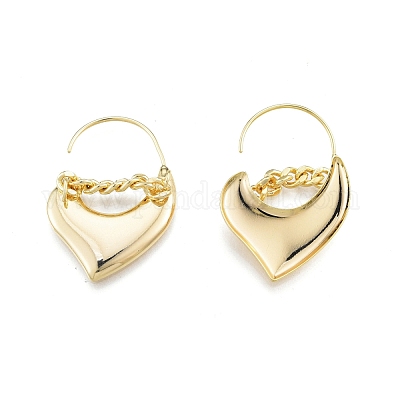 Латунные серьги с подвесками в форме сердца для женщин EJEW-G322-30G-1