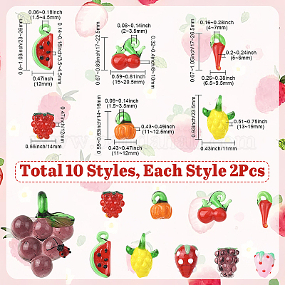 20 шт. 10 стиля подвесок и бусин ручной работы в технике лэмпворк&nbsp;LAMP-SC0001-62-1