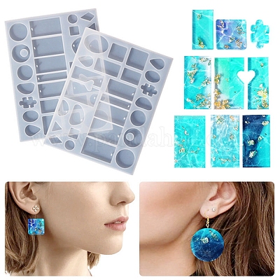 Resin Jewelry Molds,12 PCS Earring Resin Molds Silicone with Hole, Variety  Shapes and Size Jewelry Casting Molds for Epoxy Resin, Resin Molds for